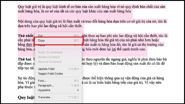 Nhấn chuột phải chọn Copy