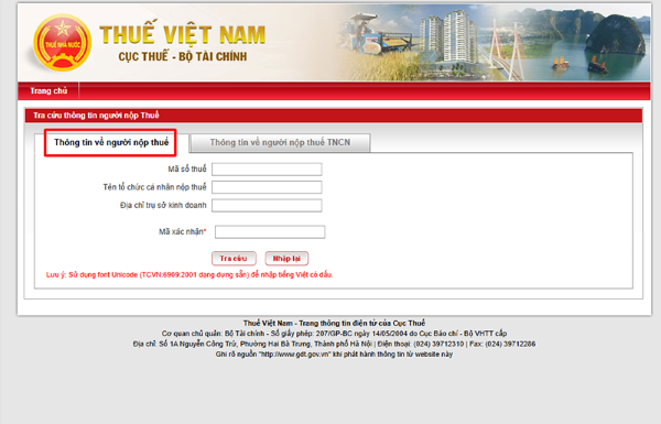 Truy cập website của Tổng cục Thuế