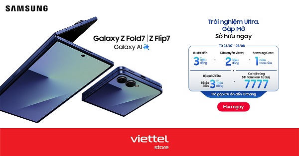 Viettel Store chính thức trả hàng và mở bán Galaxy Z Fold7 và Z Flip7 trên toàn quốc từ ngày 26/07