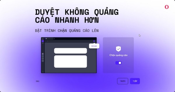 Tùy chọn bật hoặc tắt chế độ chặn quảng cáo