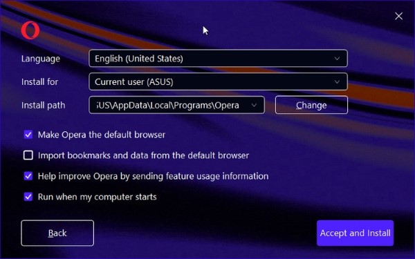 Chọn cài đặt ngôn ngữ và thông tin người dùng