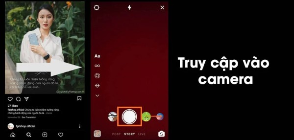 Truy cập chế độ camera