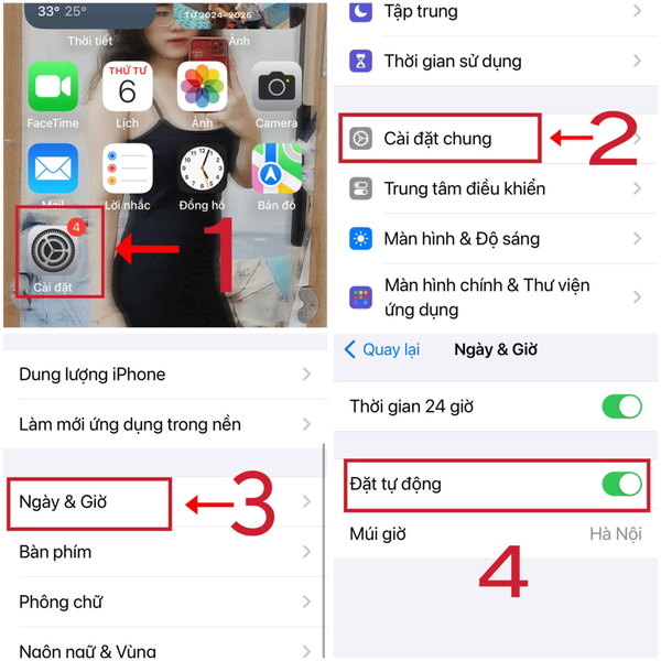 cách chỉnh giờ trên iphone