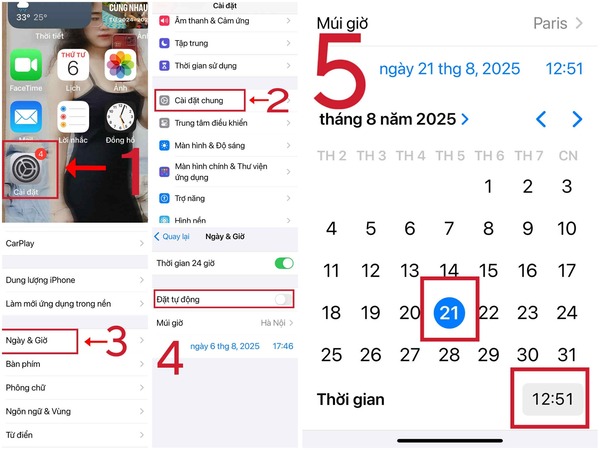 cách chỉnh giờ trên iphone