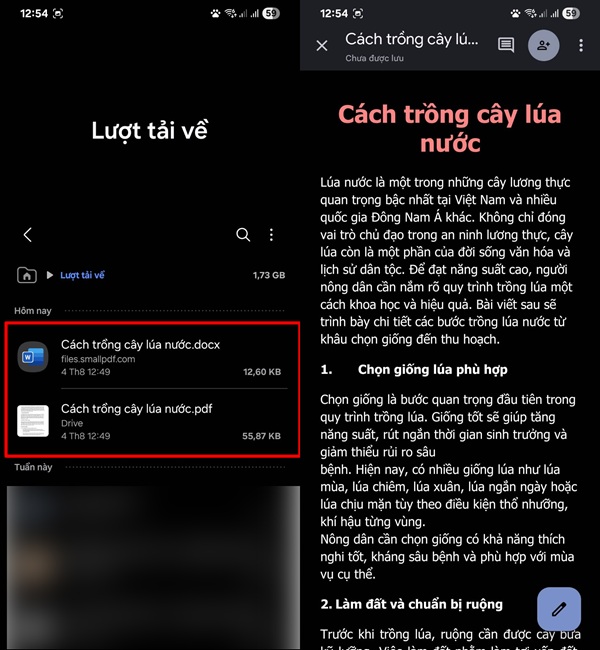 File Word này sẽ được lưu tại thư mục Tệp hay Tải xuống trên smartphone