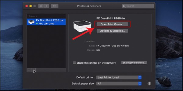Chọn Open Print Queue 