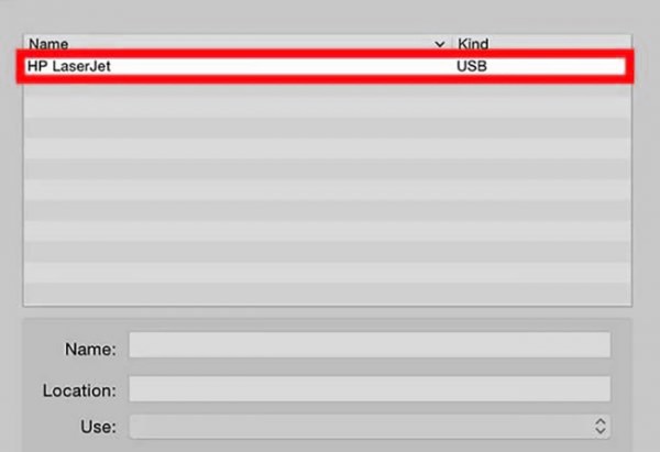 Chọn máy in đang sử dụng