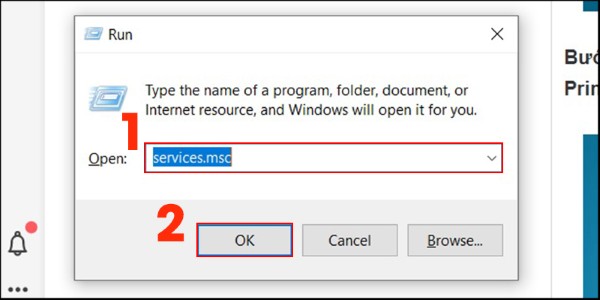 Nhập từ khóa services.msc → Nhấn OK