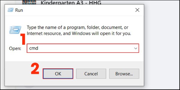 Nhập cmd, rồi nhấn OK
