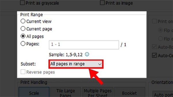 Chọn All Pages in Range 