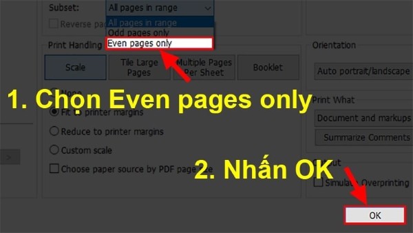 Chọn lệnh Even Pages Only