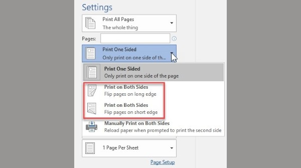 Chọn Print on Both Sides