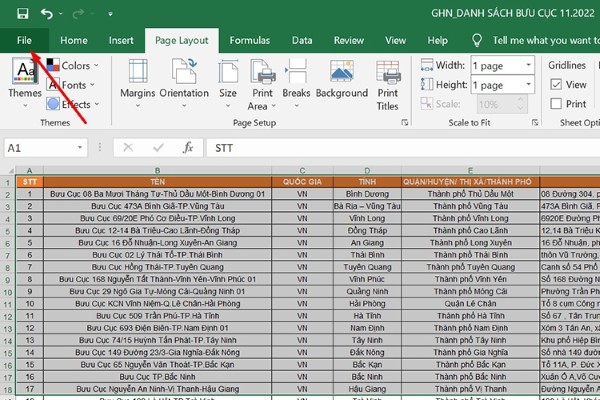 Bôi đen vùng dữ liệu cần in → mở tab File