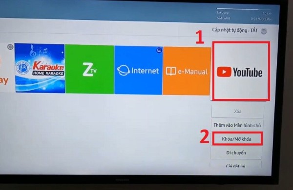 Chuyển sang chế độ Bật để khóa ứng dụng YouTube