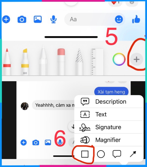 Nhấn vào dấu “+” → chọn hình vuông