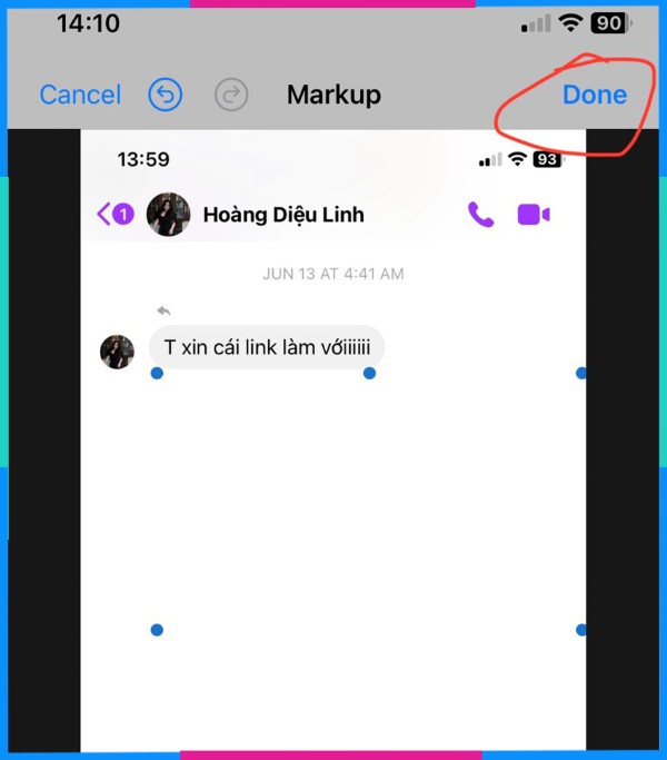 Nhấn “Done” để lưu ảnh