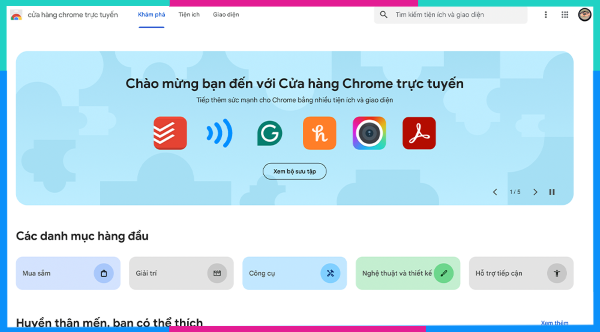 Mở Google Chrome, chọn biểu tượng “Tiện ích” 