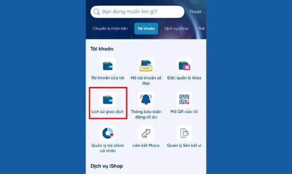 Chọn Lịch sử giao dịch