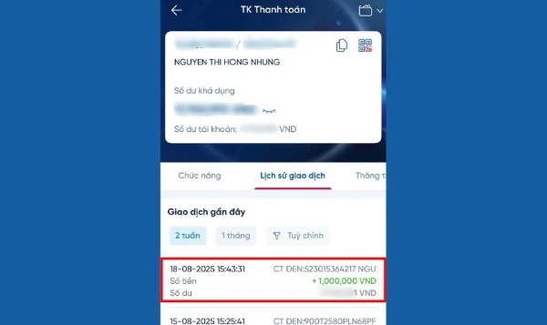Kiểm tra thông tin chi tiết giao dịch