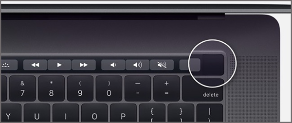 Nhấn nút Touch ID bên phải Touch Bar