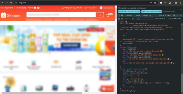 Mở tab Shopee trên trình duyệt và dán mã bằng Ctrl + V 