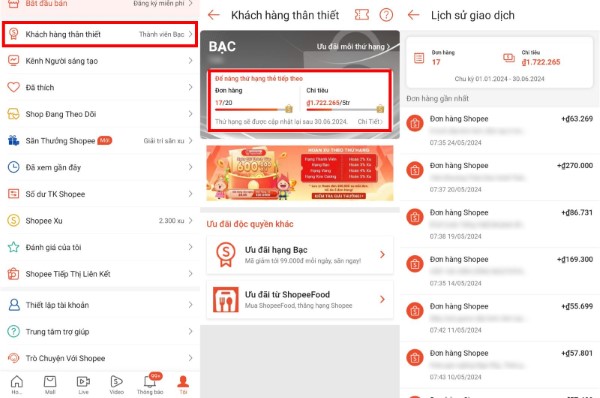 Xem Tổng đơn hàng và Tổng số tiền chi tiêu