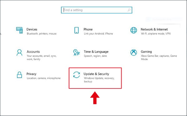 Chọn Update & Security