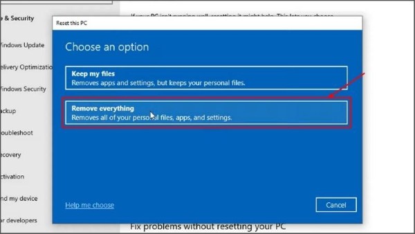 Nhấn một trong hai tùy chọn