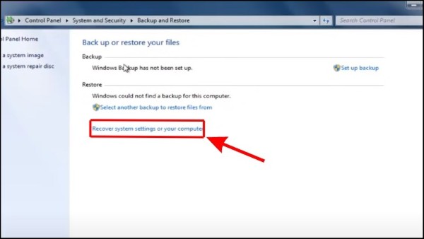 Chọn dòng lệnh Recover system settings or your computer