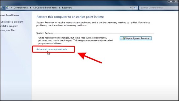 Chọn vào Advanced recovery methods 