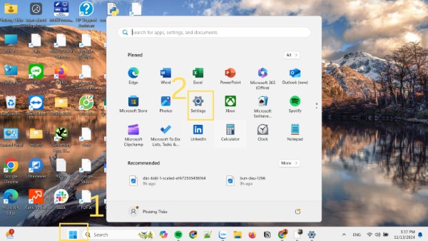 Mở Cài đặt (Settings)