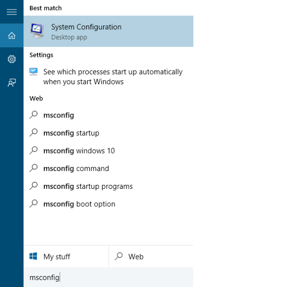 Mở cửa sổ System Configuration