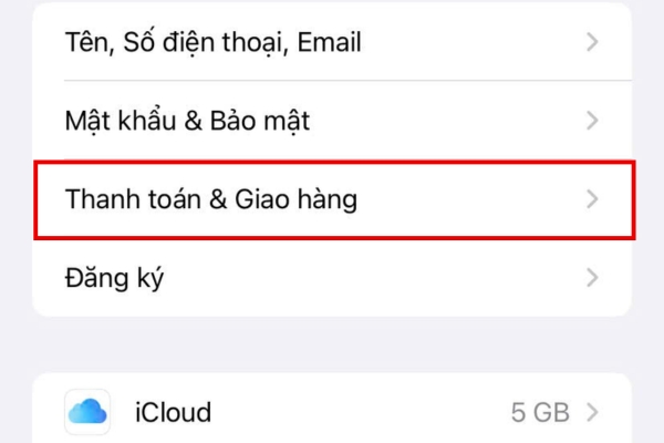 Nhấn vào thanh toán và giao hàng 