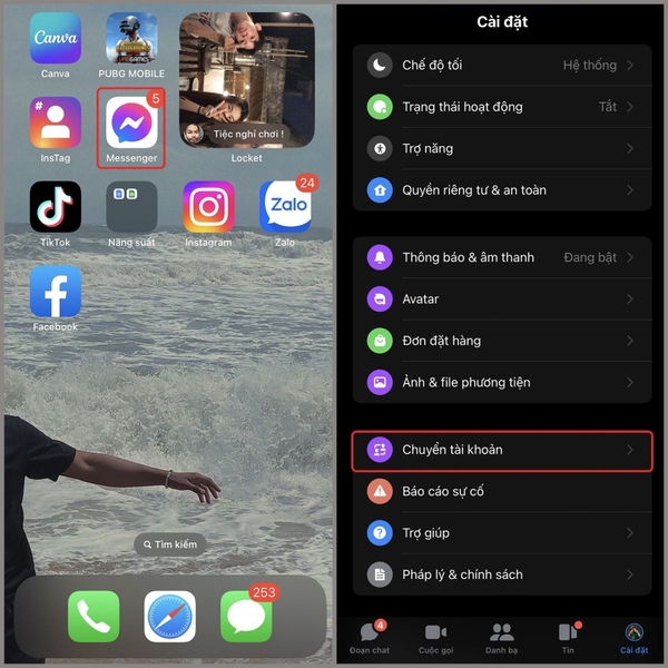 cách xoá tài khoản messenger trên iphone