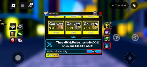 Chọn mục Nhập mã và nhấn Gửi