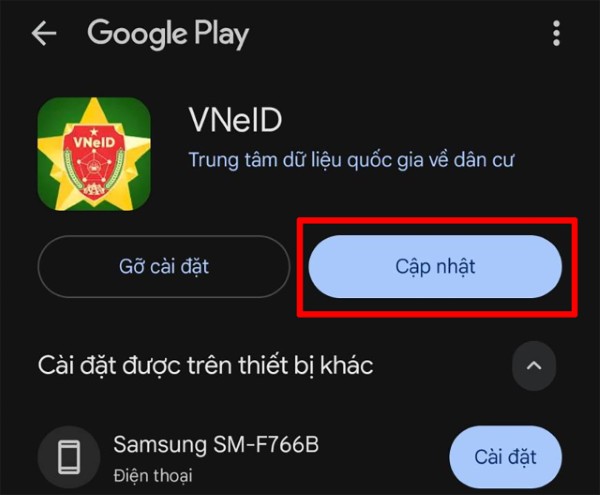 Cập nhật phiên bản mới nhất của ứng dụng VNeID