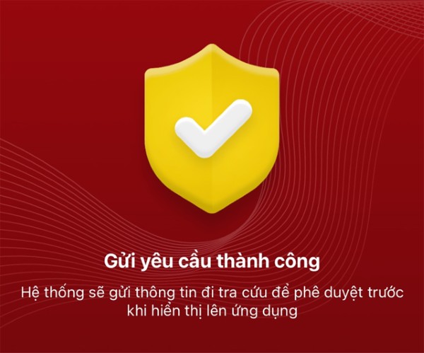 Hệ thống gửi thông báo gửi yêu cầu thành công