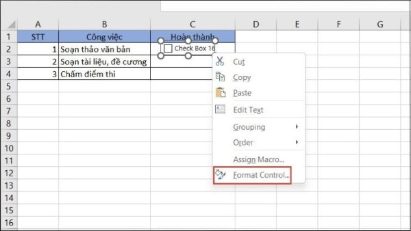 Chọn Format Control