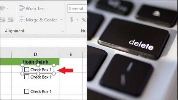 Chọn checkbox → Nhấn Delete