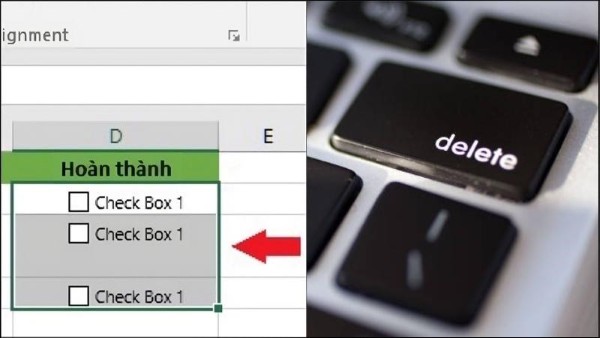 Chọn nhóm checkbox → Delete