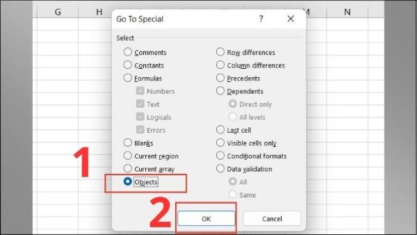 Chọn Object → Nhấn OK