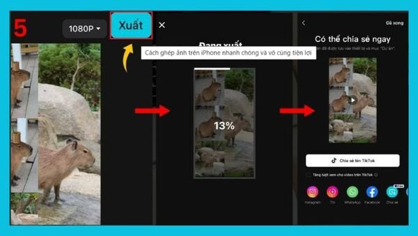 ghép ảnh trên iphone