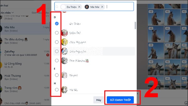 Nhấn vào biểu tượng Gửi 