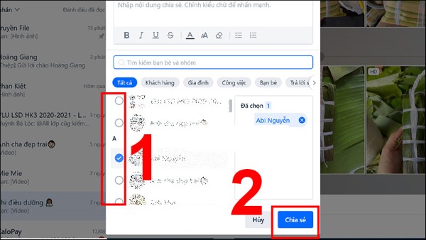 Nhấn vào nút Chia sẻ