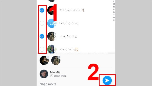 Chọn người muốn gửi danh bạ 
