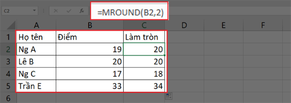 Nhập cú pháp =MROUND(Number, Multiple)