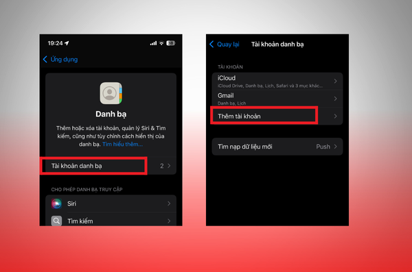 Bạn thêm tài khoản mới trong mục Danh bạ