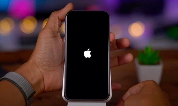 Nhấn giữ nút nguồn cho đến khi hiện logo Apple