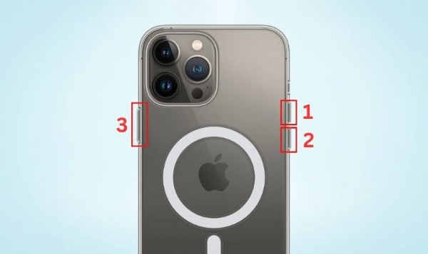 Nhấn thả nút tăng âm lượng và nút nguồn