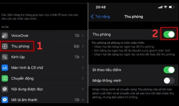 Tắt mục Thu phóng